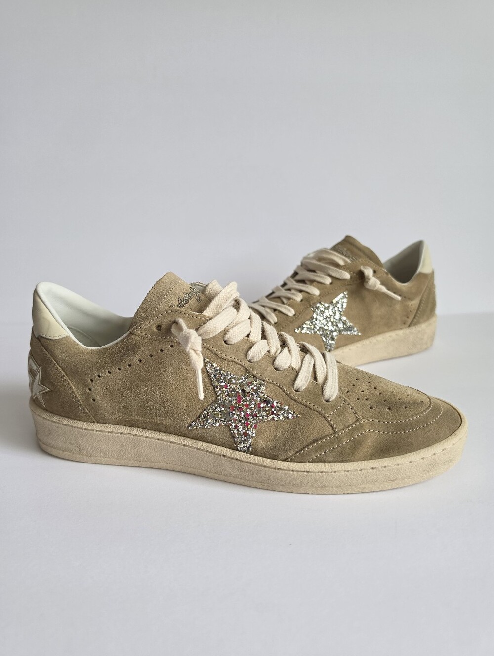 Golden Goose Ball Star Sneakers Desert Beige Cream Glitter EU 40 US 10 - Picture 3 of 12